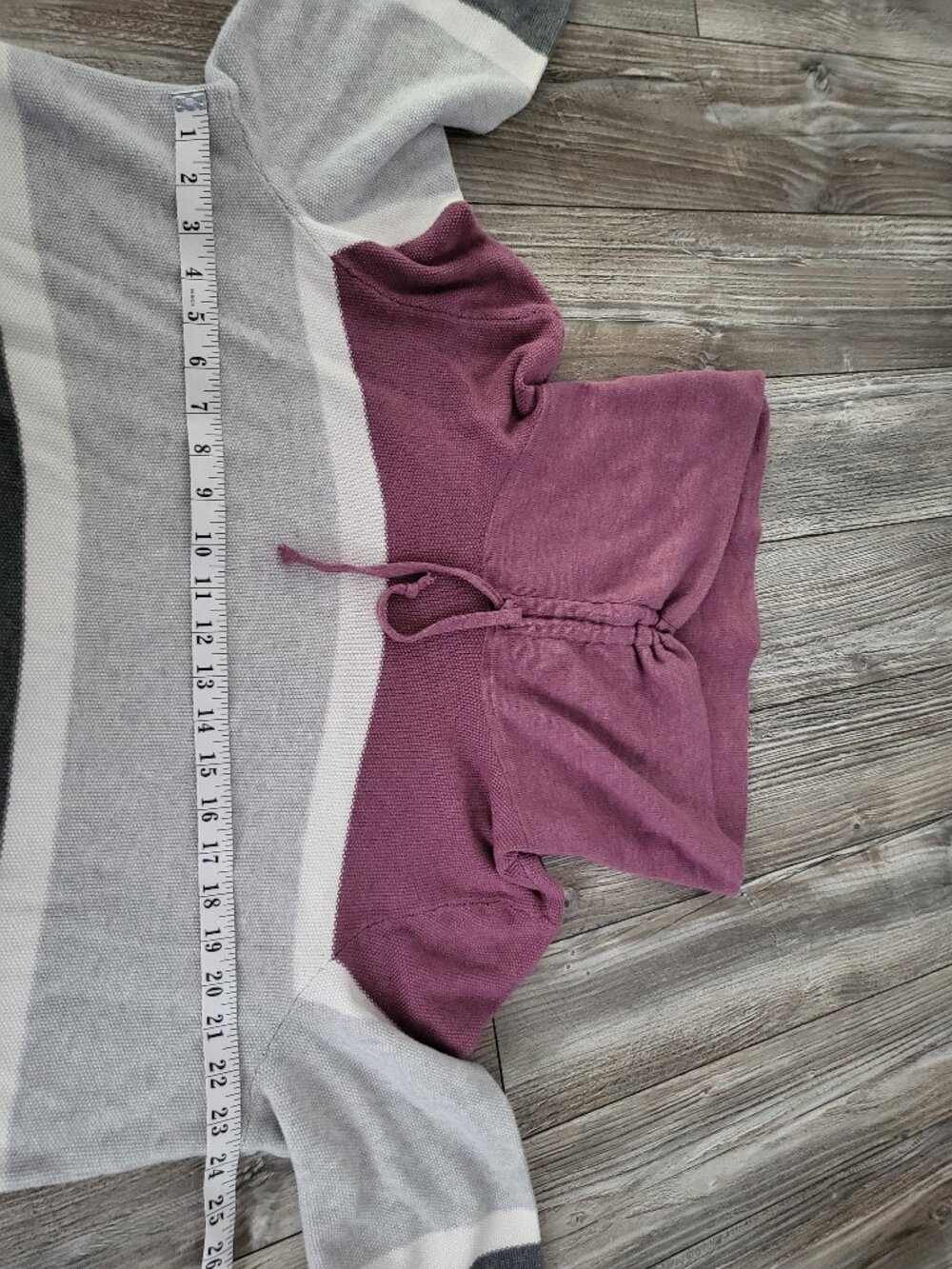 Colorblock Ruched Cowl Neck Striped Knit Sweater 2X - Picture 4 of 11